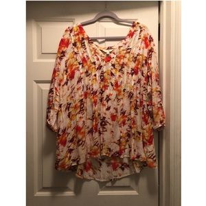 COPY - Size 1X multicolor blouse flowy paint splatter
